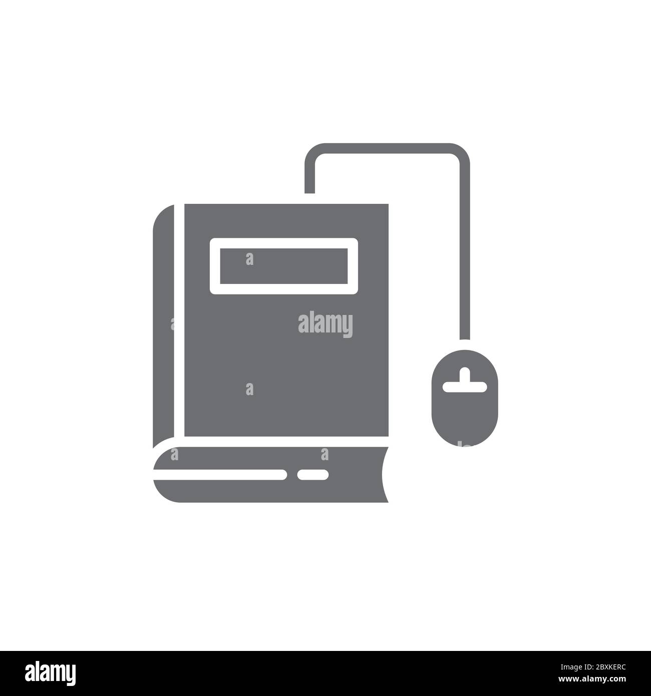 Book with computer mouse vector icon symbol isolated on white background Stock Vector