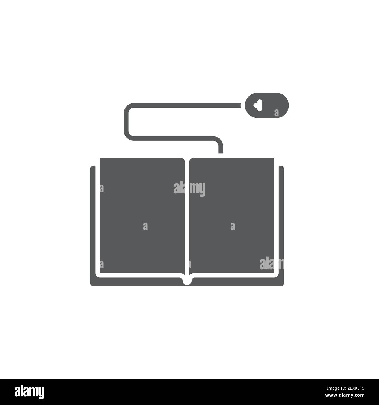 Book with computer mouse vector icon symbol isolated on white background Stock Vector