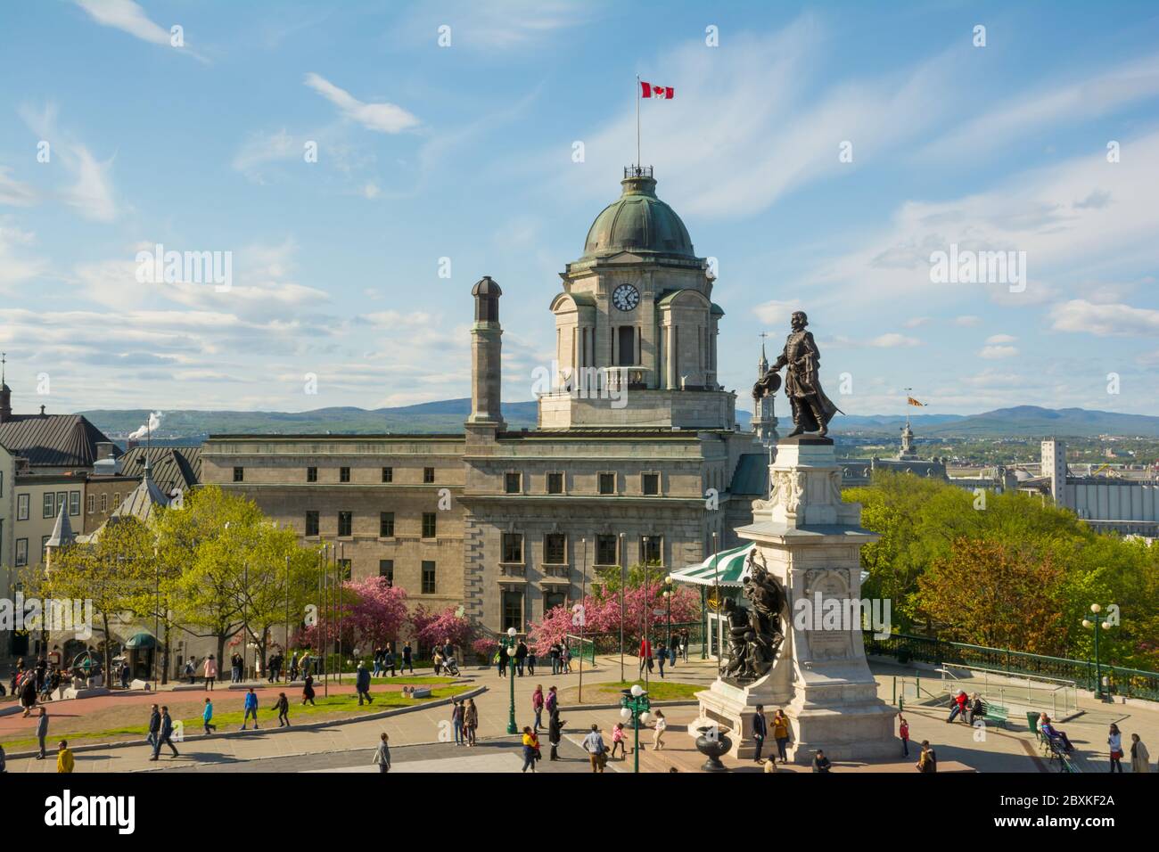 Statue of Samuel de Champlain, founder of Quebec city, in Old Quebec