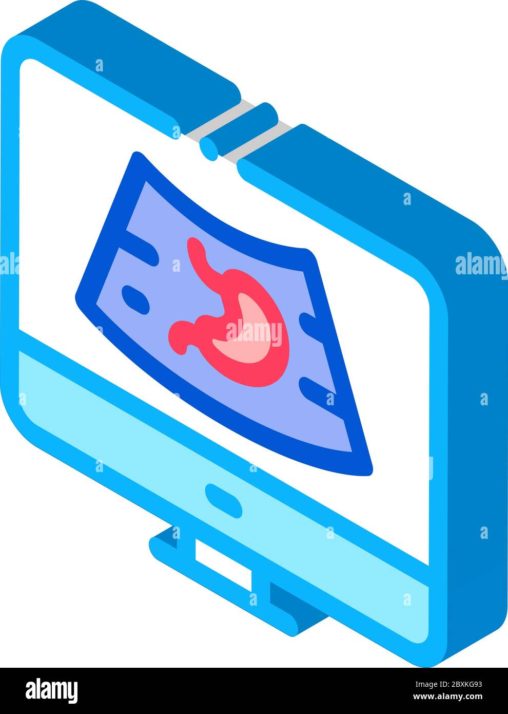 computer diagnostics of stomach isometric icon vector illustration Stock Vector