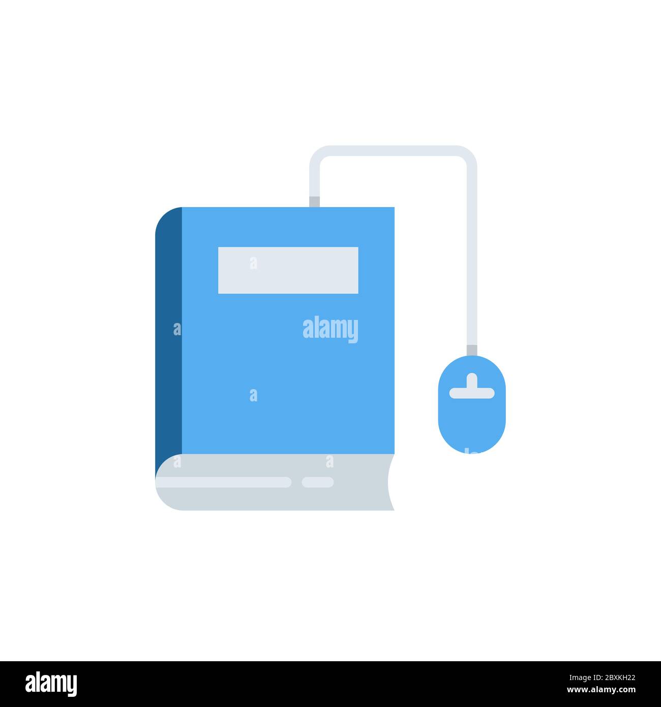 Book with computer mouse vector icon symbol isolated on white background Stock Vector