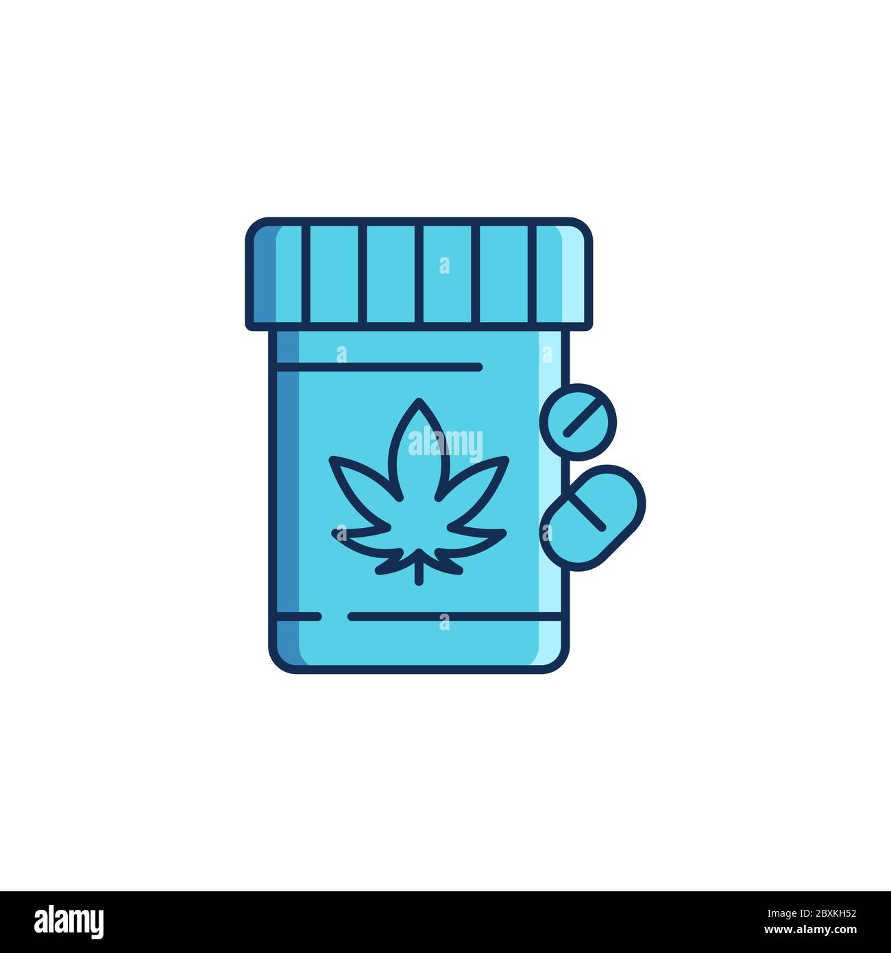 Cannabis pills bottle vector icon symbol isolated on white background Stock Vector