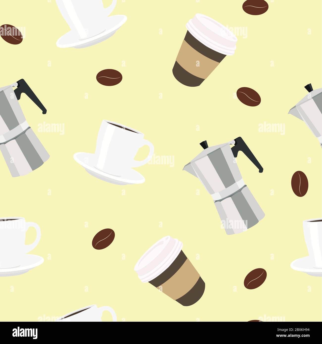 Vector Seamless Pattern Background Coffee Themed Stock Vector Image