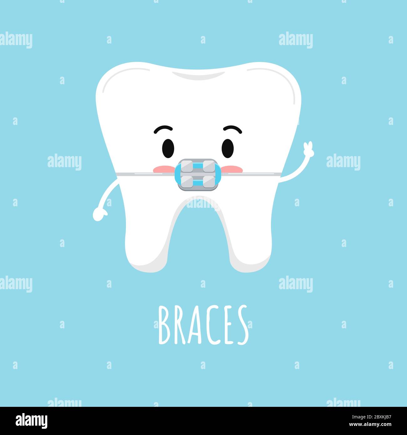 Cute tooth with dental braces emoji character Stock Vector Image & Art