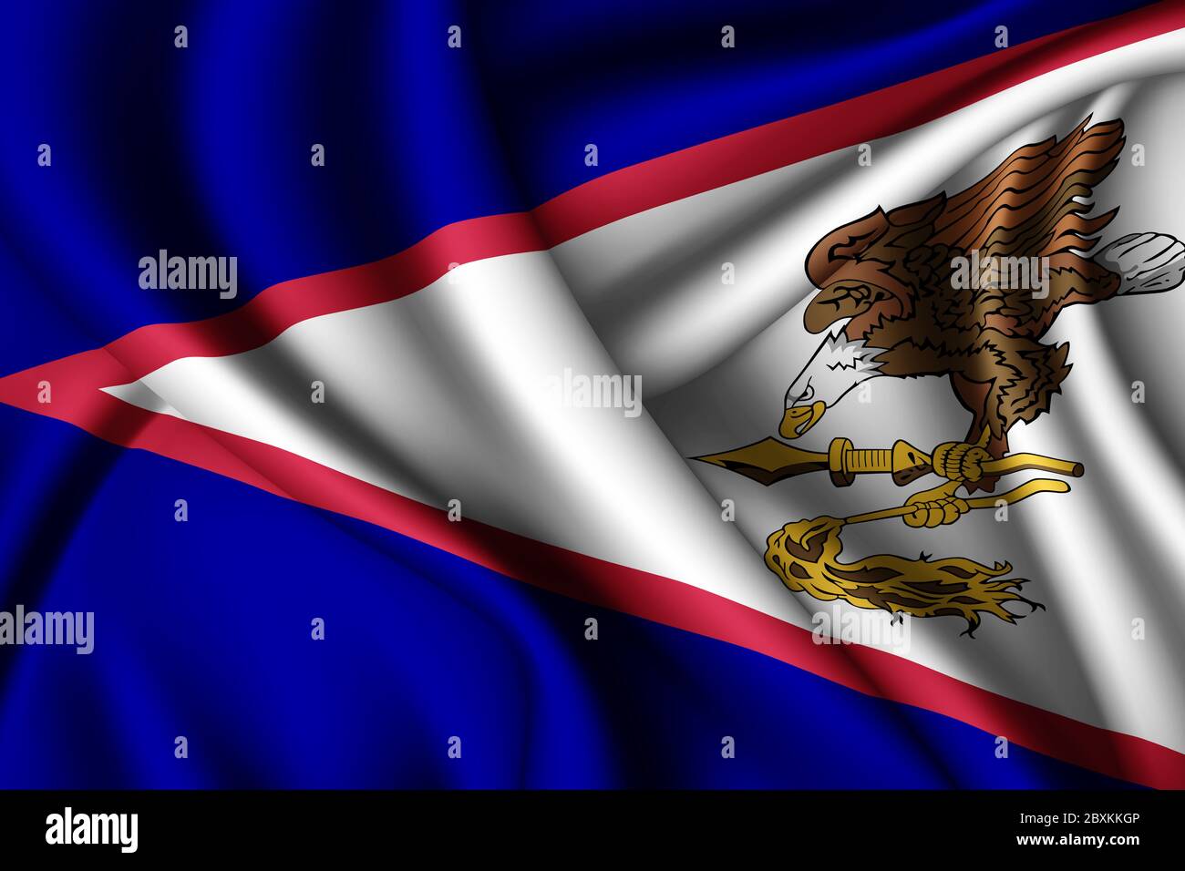 3d rendering waving silk flag of American Samoa Stock Photo