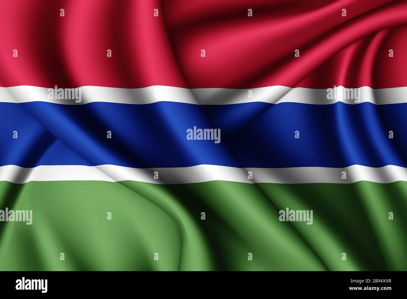 3d rendering waving silk flag of Gambia Stock Photo - Alamy