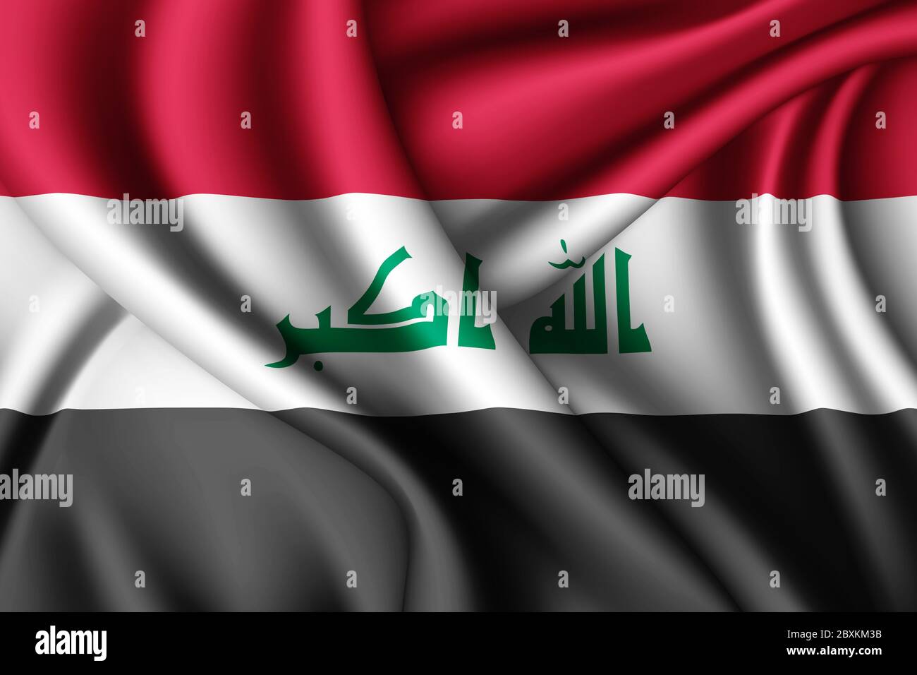 3d rendering waving silk flag of Iraq Stock Photo