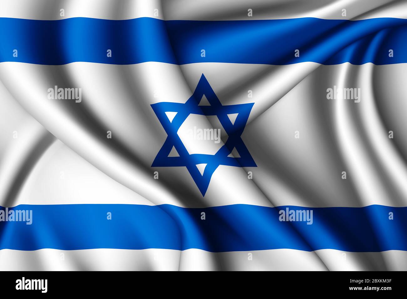 3d rendering waving silk flag of Israel Stock Photo - Alamy