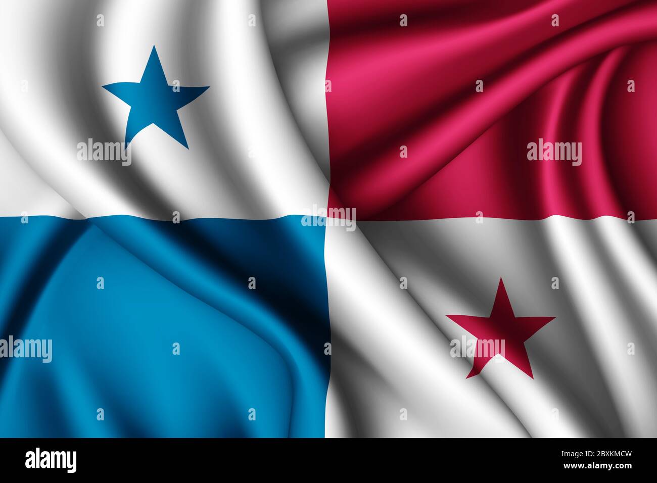 3d rendering waving silk flag of Panama Stock Photo