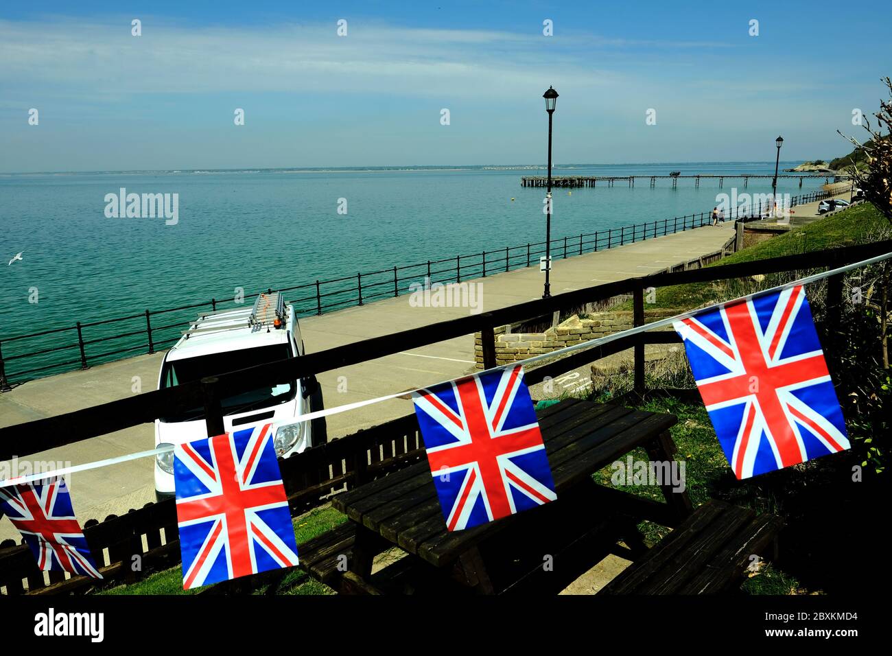 Totland Bay Seafront Isle Of Wight Showing The Old Victorian Pier ...