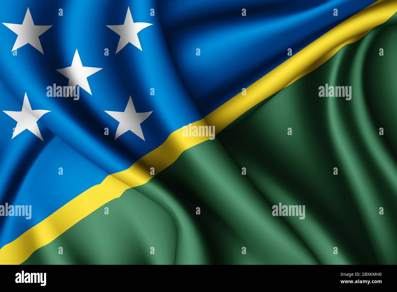 3d rendering waving silk flag of Solomon Islands Stock Photo - Alamy