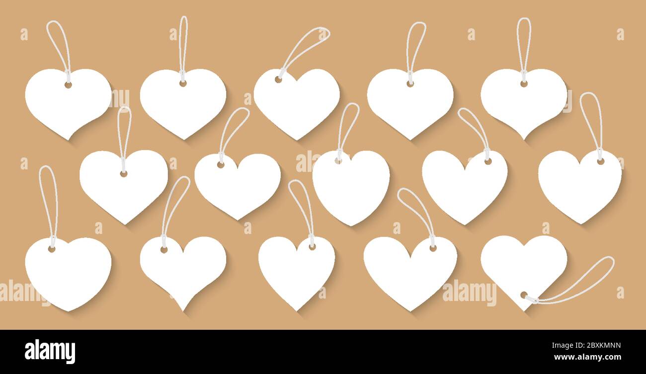 Hearts paper cut vintage labels tag with cord set. Sign of ...