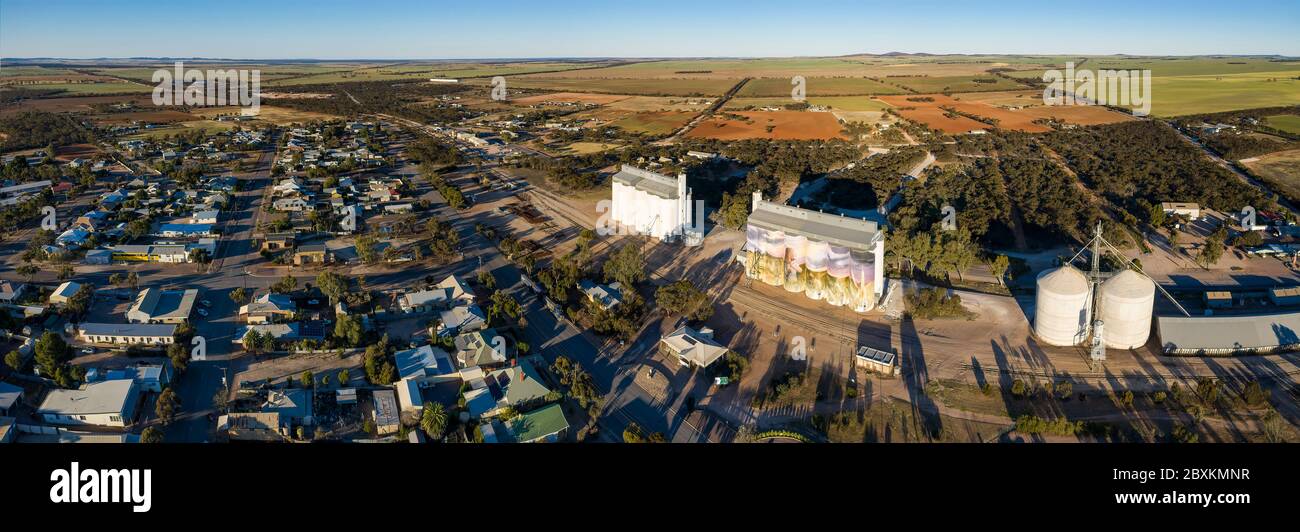 Kimba South Australia September 13th 2019 : Panoramic view of the small town of Kimba in South Australia, known as the halfway point across Australia Stock Photo