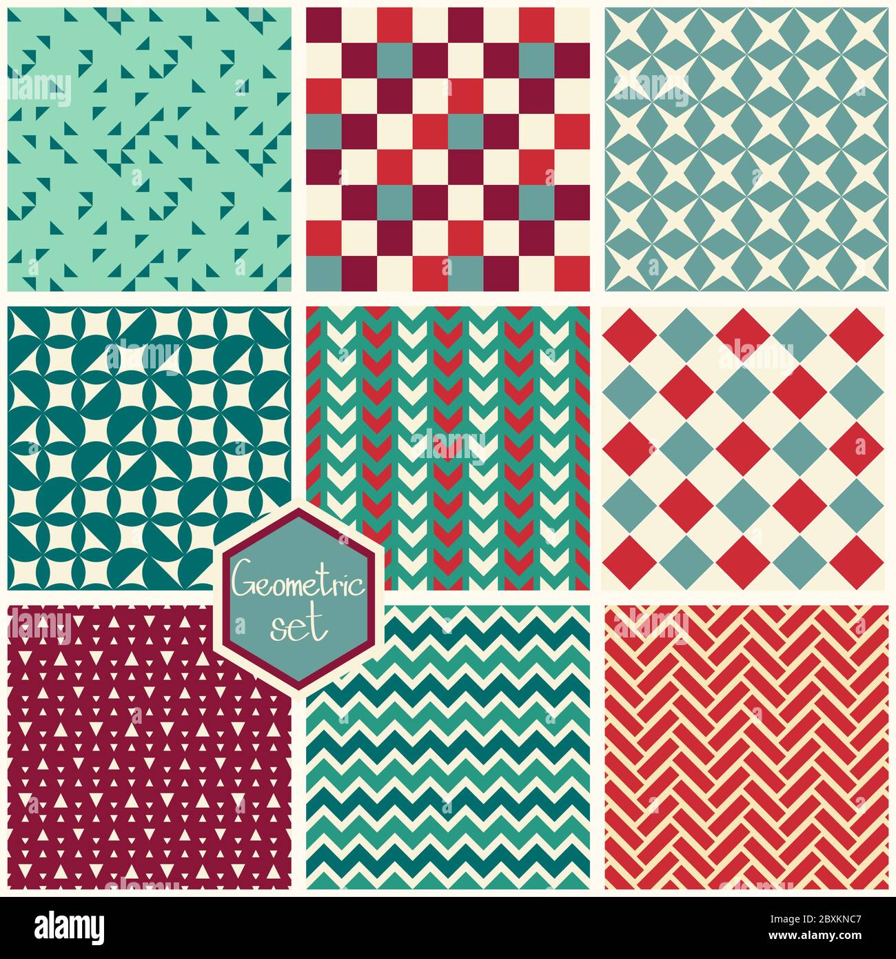Set. Seamless geometric abstract patterns. Can be used in textiles, for book design, website background. Stock Vector