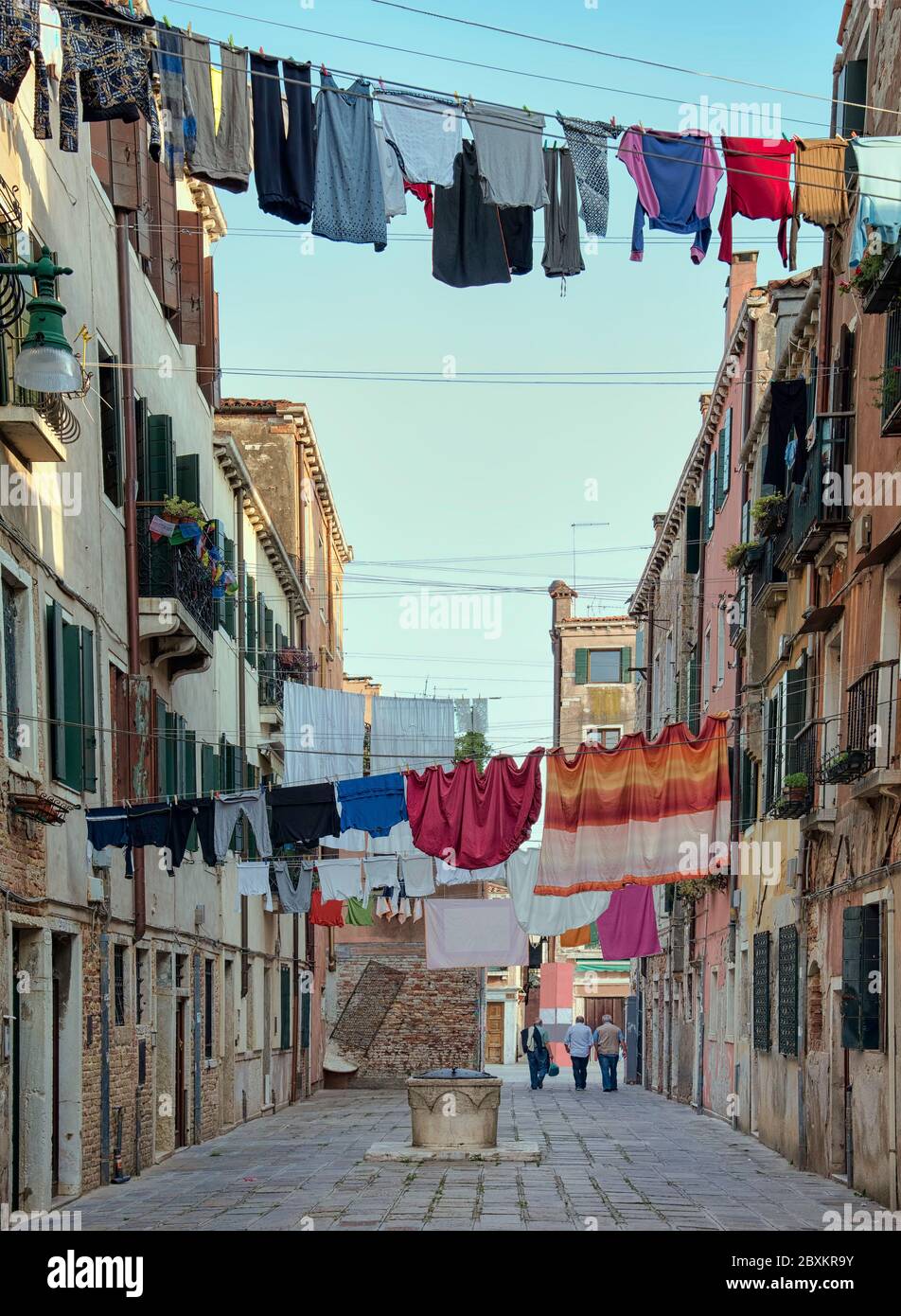 Clotheslines Venice Washing Line Laundry By Cityscape 12X16 Inch Framed Print