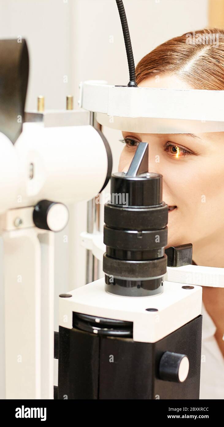Eye ophthalmologist exam. Eyesight recovery. Astigmatism check concept ...
