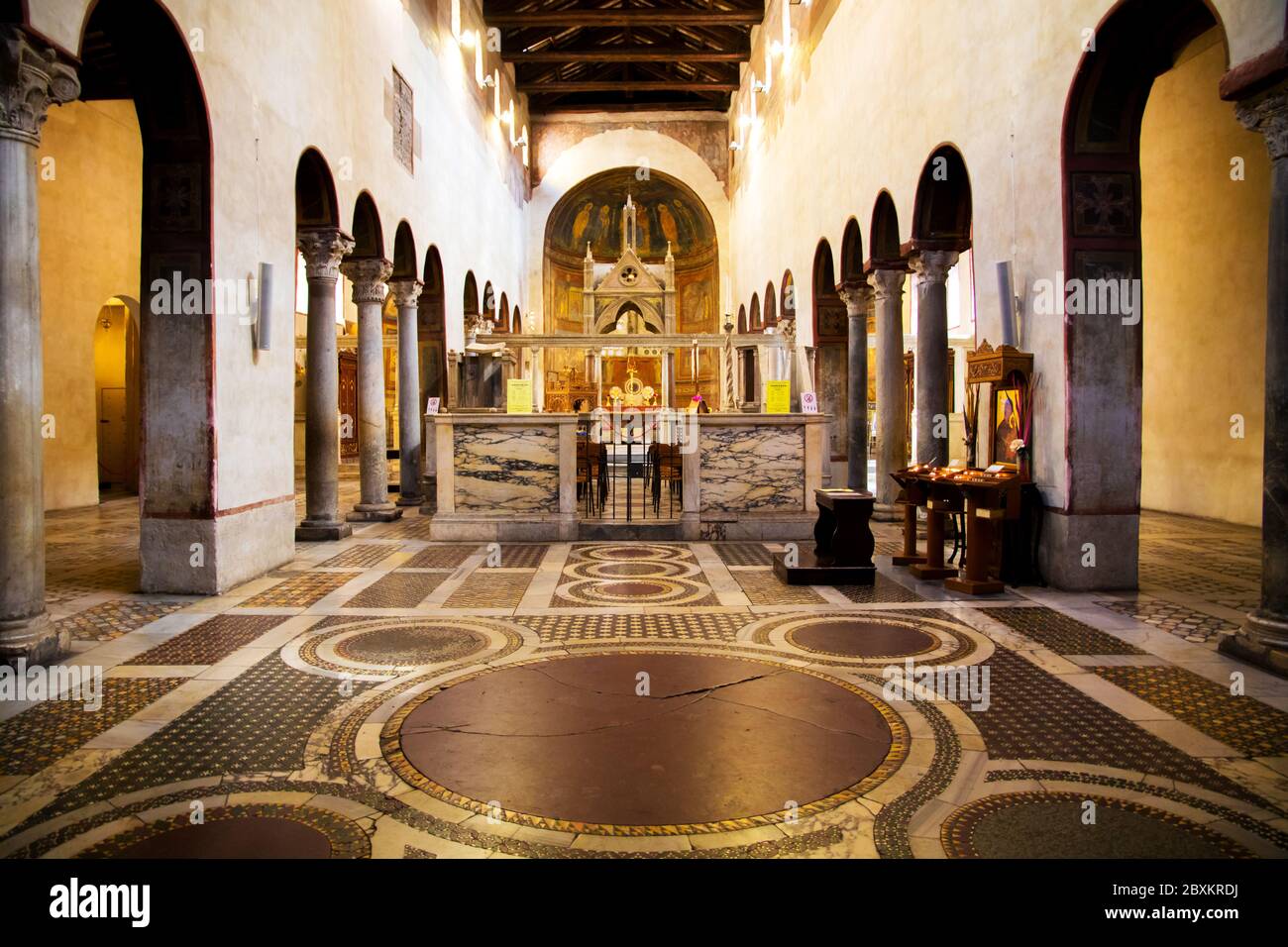 Interior of Basilica Santa Maria in Cosmedin in Rome Italy Stock Photo