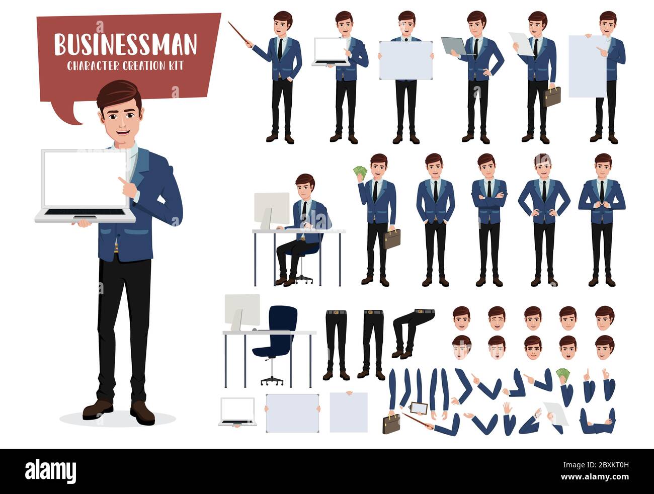 Businessman character creation kit vector set. Business man characters ...