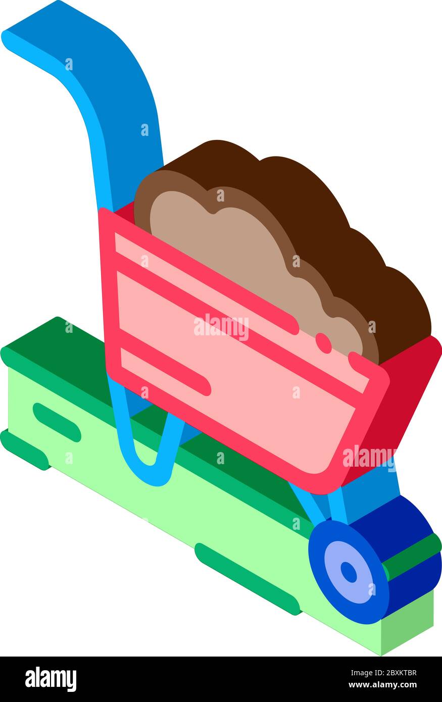 fertilizer trolley isometric icon vector illustration Stock Vector