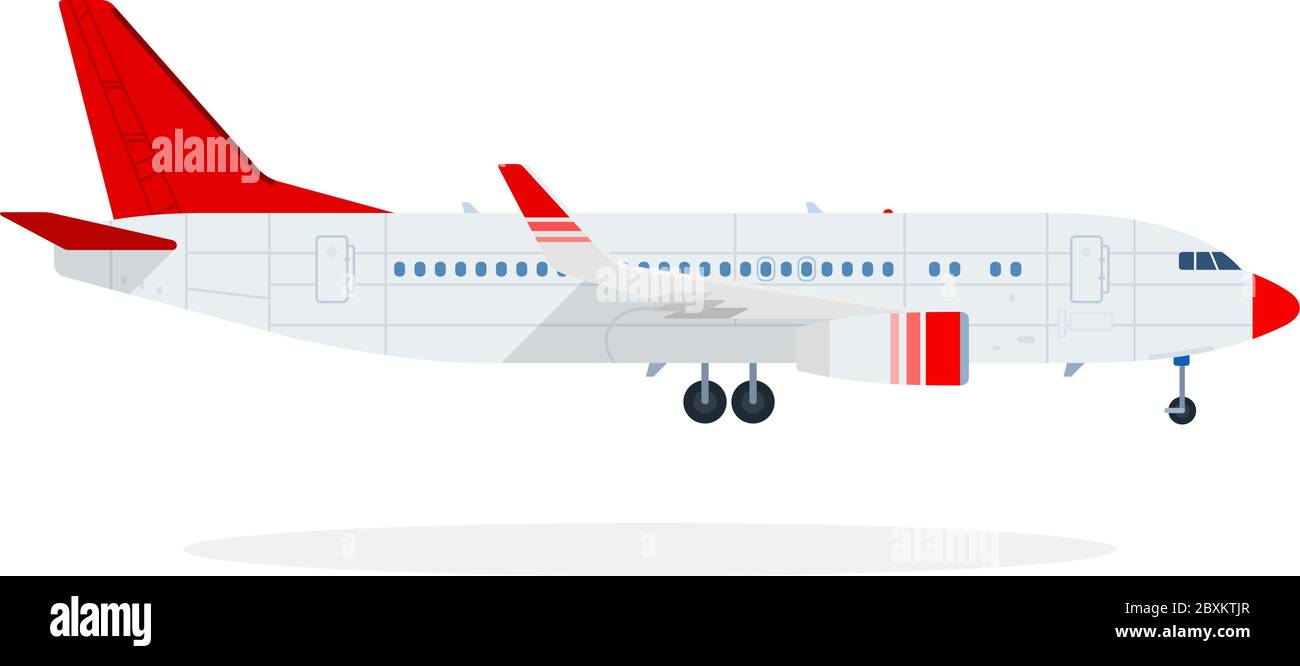 Passenger plane vector flat material design isolated object on white background. Stock Vector