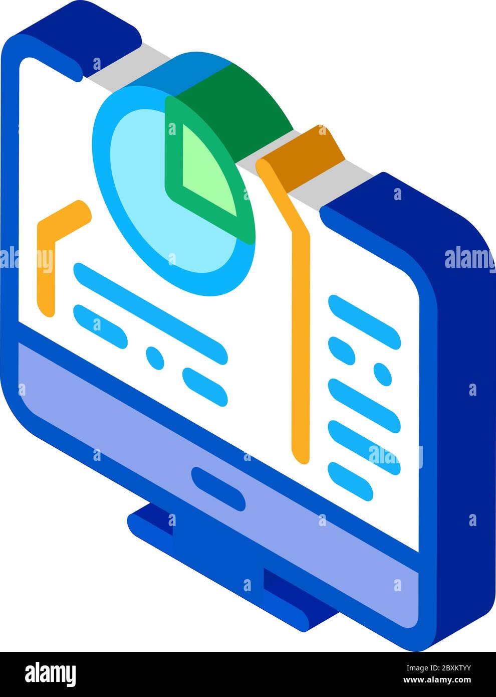 pie chart in computer isometric icon vector illustration Stock Vector ...