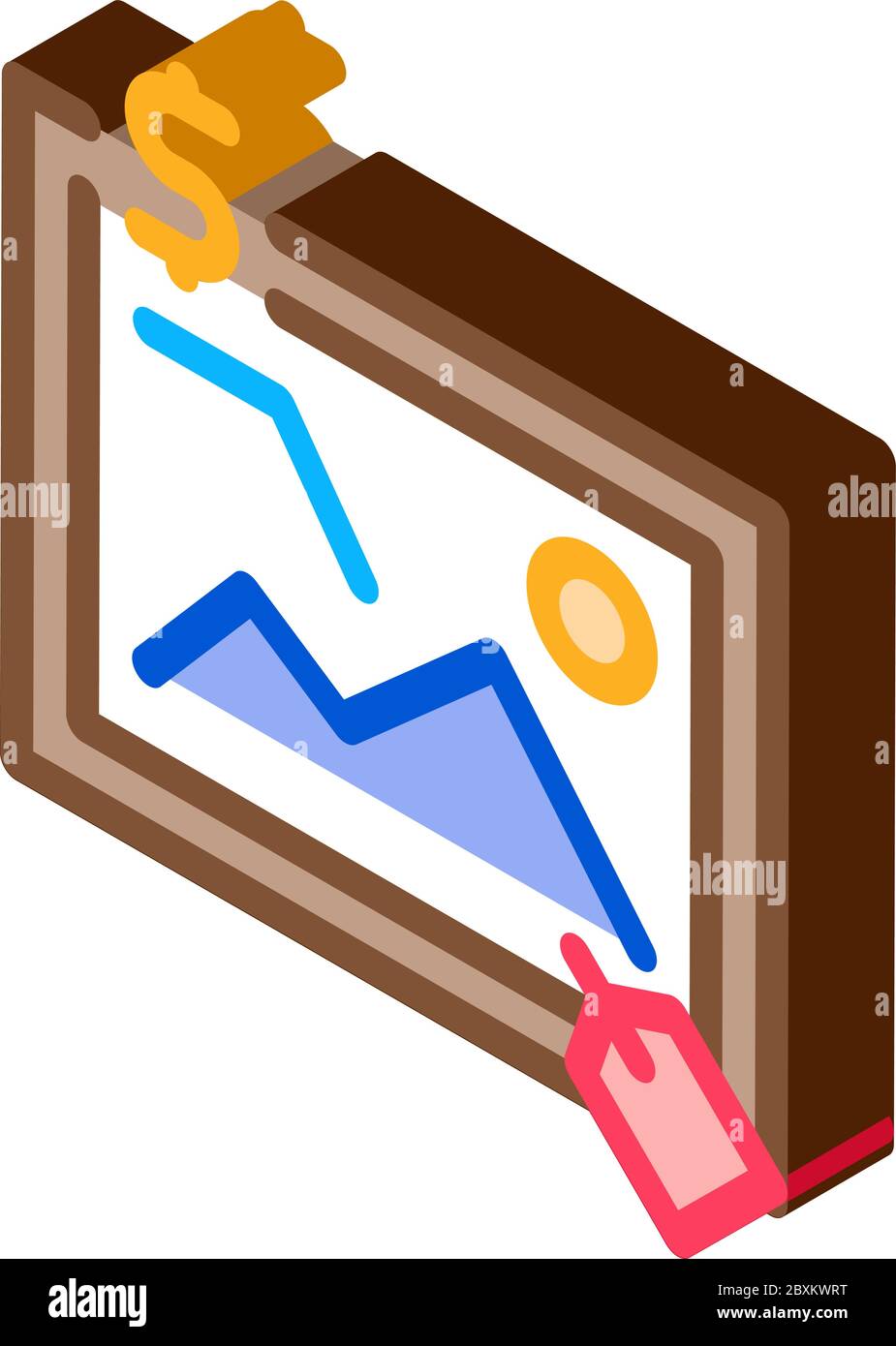 art painting auctioned isometric icon vector illustration Stock Vector