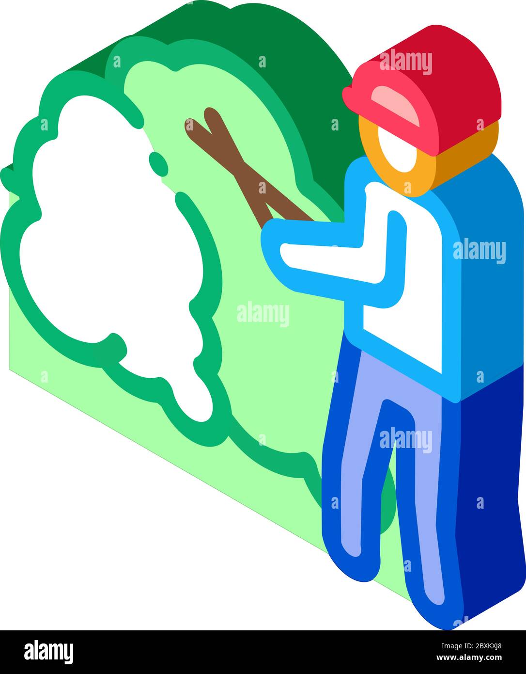 gardener with secateurs isometric icon vector illustration Stock Vector
