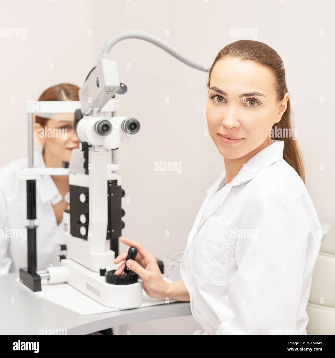 Eye ophthalmologist exam. Eyesight recovery. Astigmatism check concept