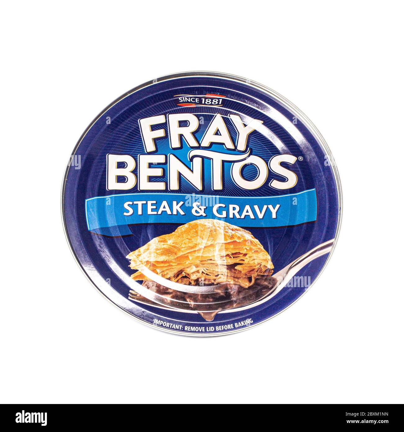 SWINDON, UK - OCTOBER 21, 2020: Fray Bentos Steak and Gravy on a white background Stock Photo