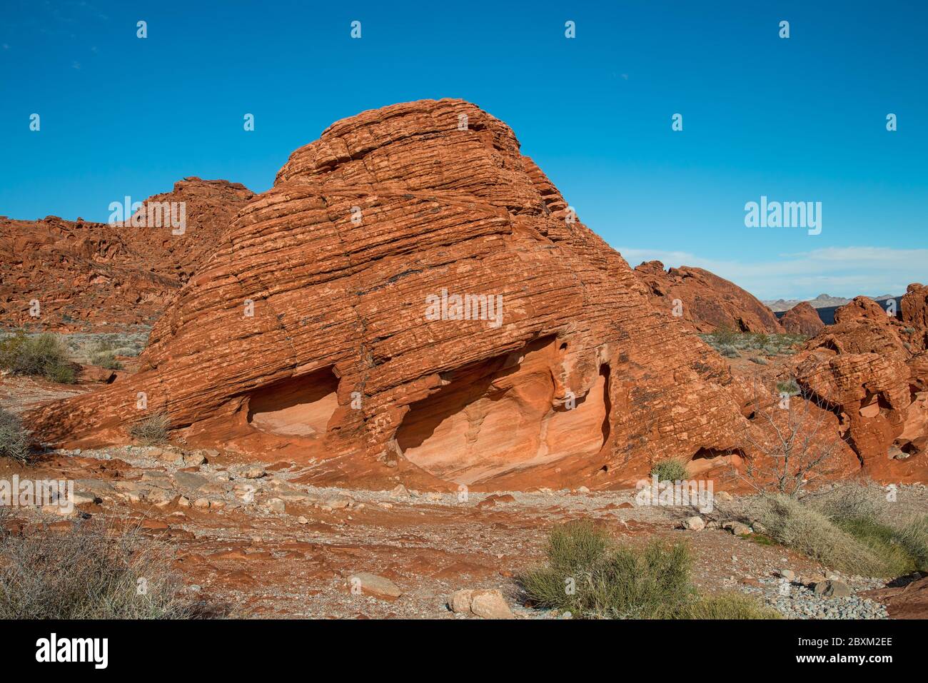 The Beehive - a rock formation in the Valley of Fire, Nevada. Image taken in the rain so the rocks are wet. Stock Photo