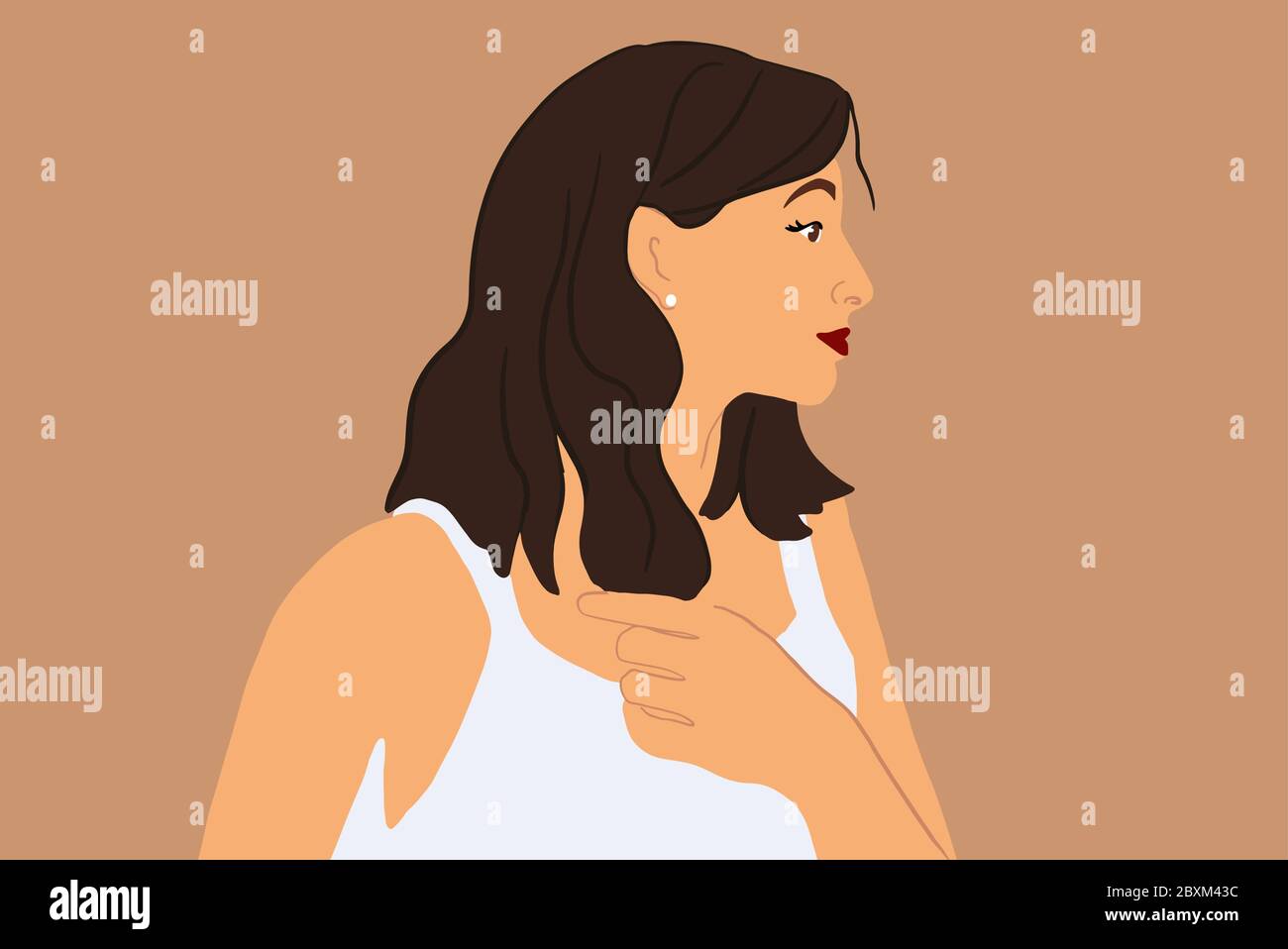 young woman cartoon character side view portrait on white background vector  illustration Stock Vector Image & Art - Alamy