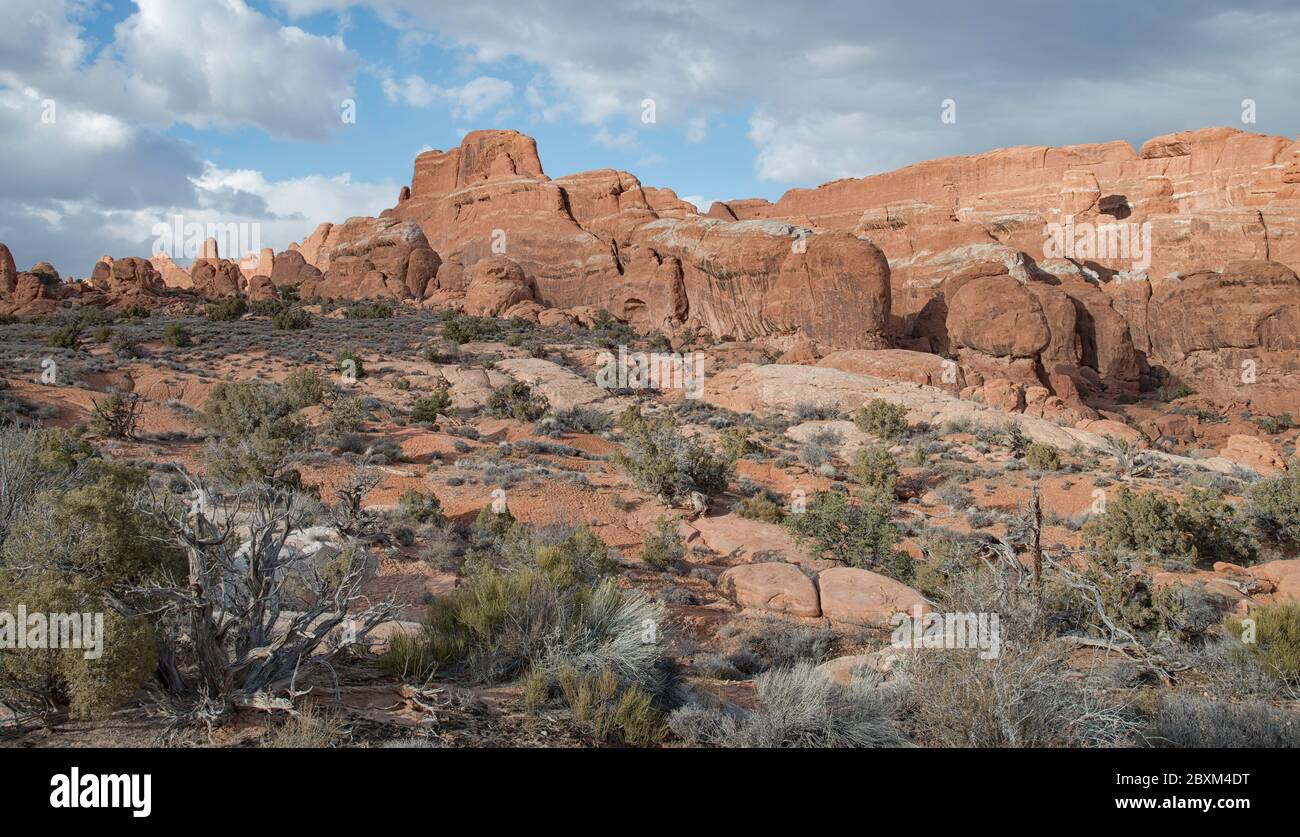 Sandstone Rock Formations in Arches National Park, Moab, Utah Stock Photo