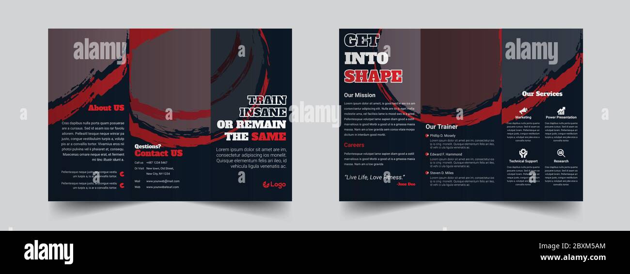 Gym/Fitness Trifold Brochure template Stock Vector