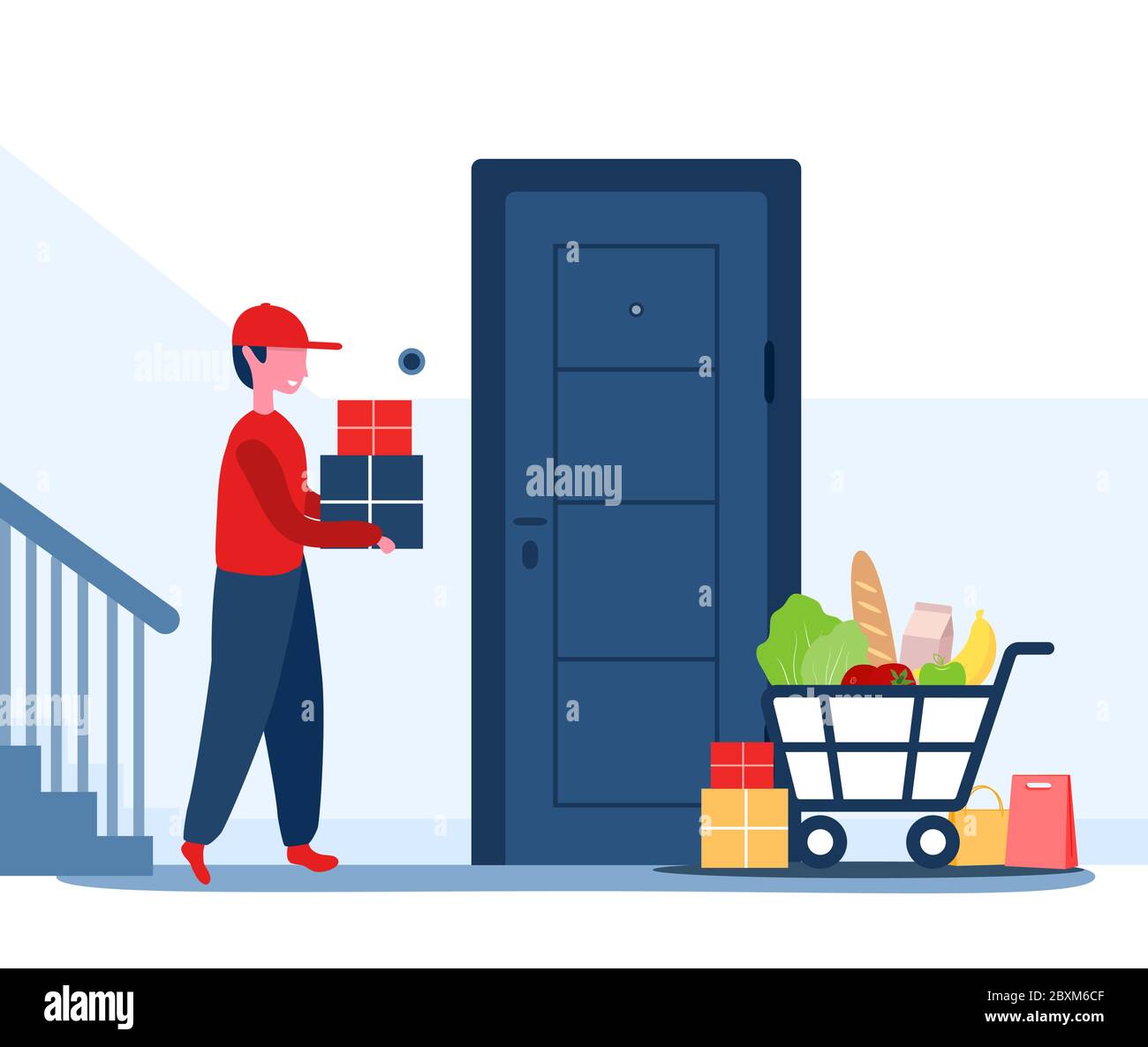 Online delivery service concept home and office. Courier brought