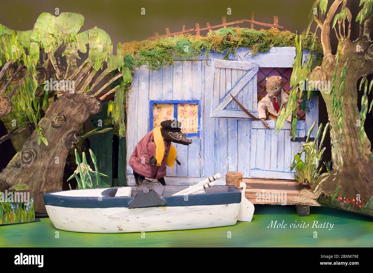 Scenes from Wind in the Willows Children's Book Mole visits Ratty