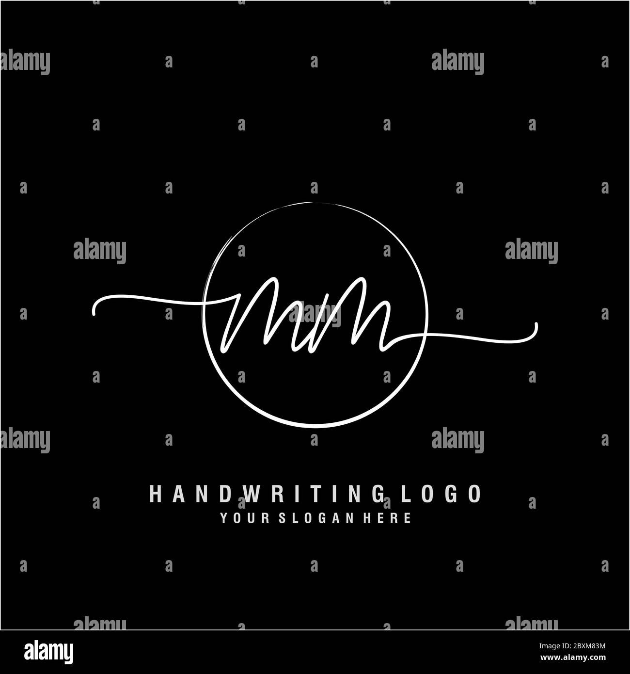 Initial MM handwriting logo with circle template vector Stock