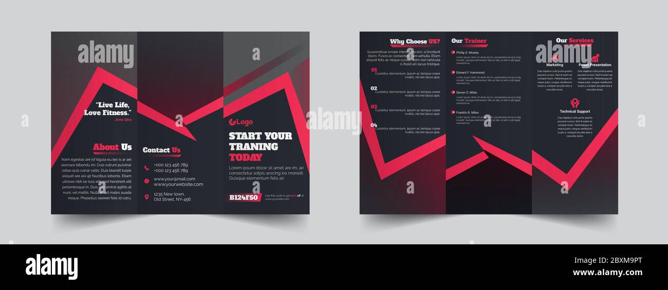 Gym/Fitness Trifold Brochure template Stock Vector