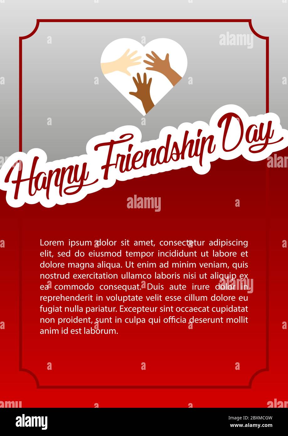 Vector illustration beautiful card for friendship day with holding ...