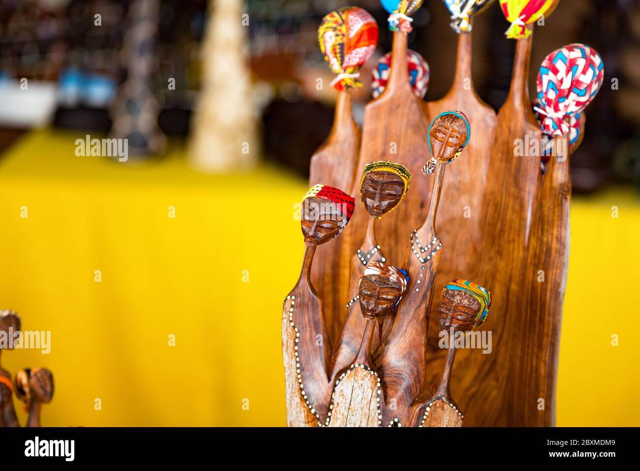 African tribal art for sale at a market stall. This artwork is generic