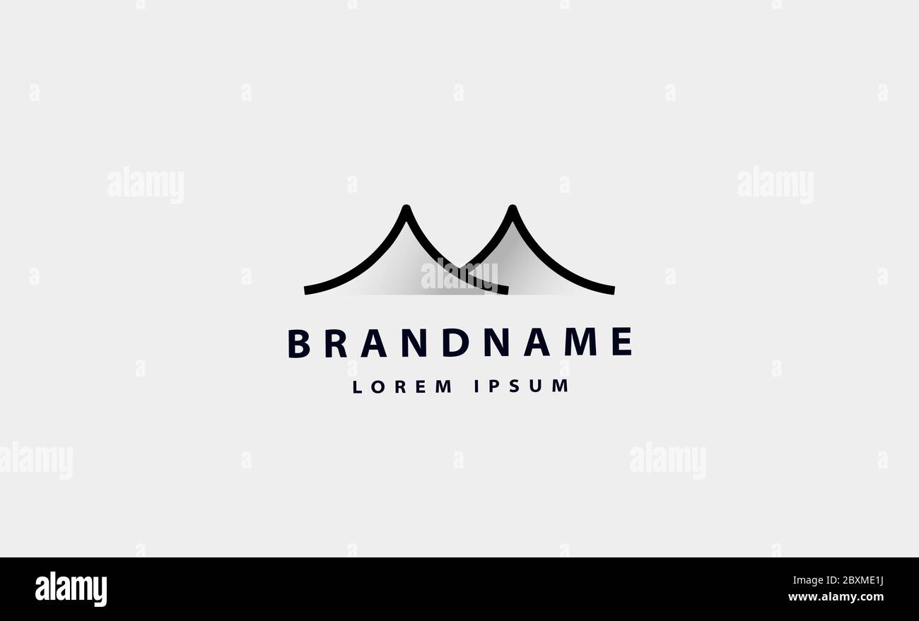 simple mountain desert monoline logo vector design Stock Vector