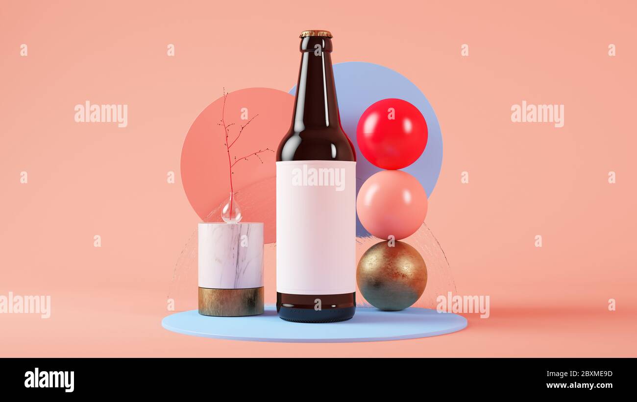 Download Beer Bottle Mockup 3d Rendering Stock Photo Alamy