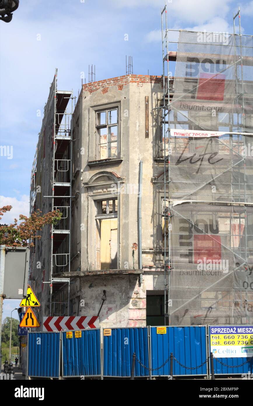 Kolo / Poland - may, 20, 2020: renovation to the old town in Koło