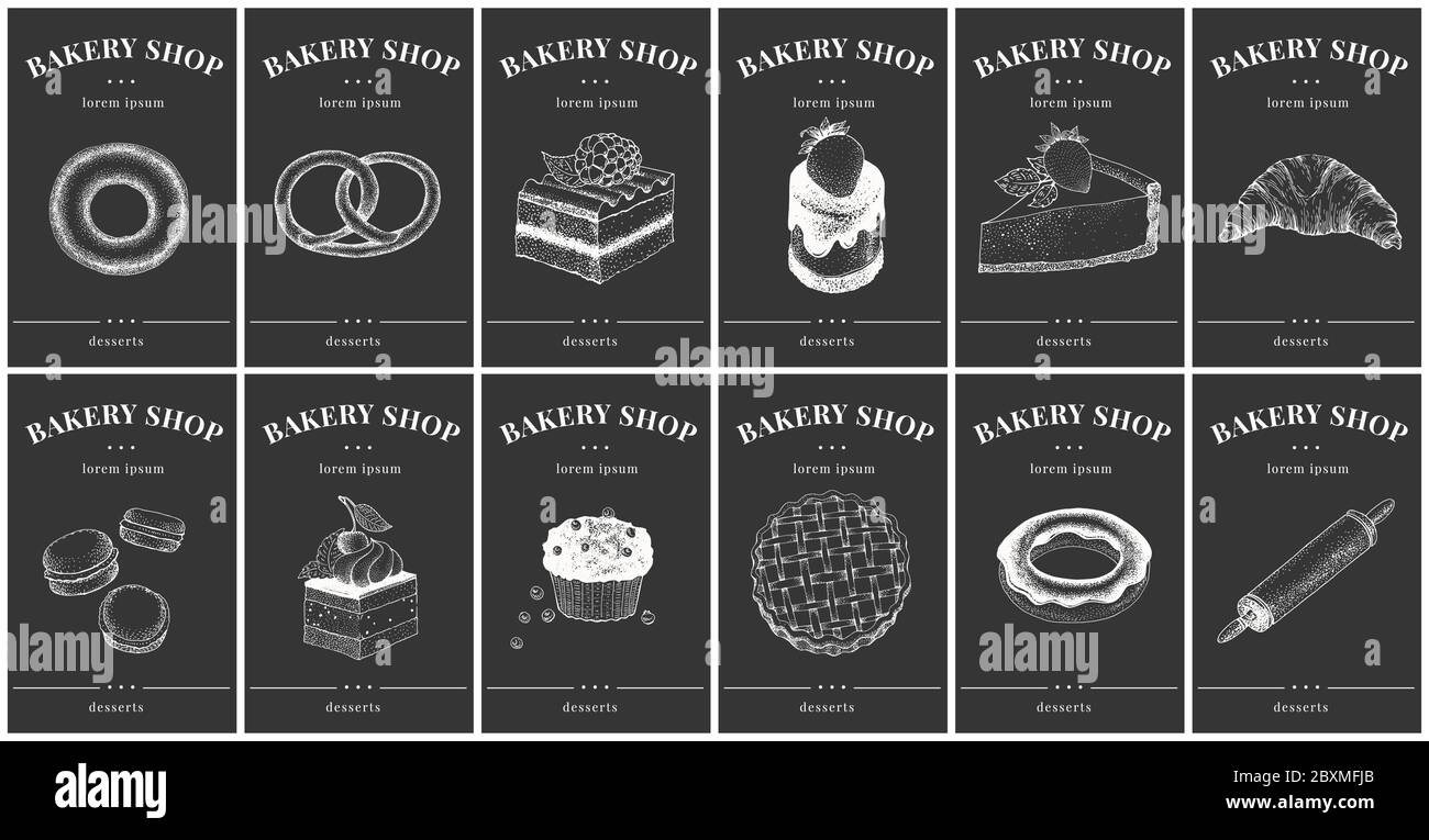 Labels with bakery and desserts. Vintage set templates price tags In Dessert Labels Template
