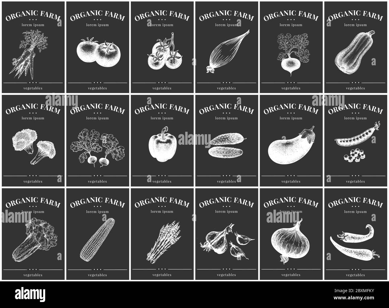 Labels with vegetables. Vintage set templates price tags for shops and