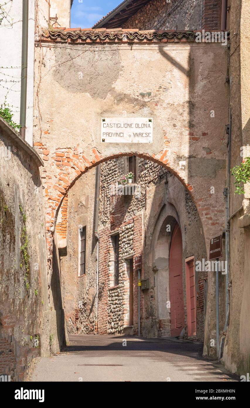 Castiglione Olona, province of Varese. The western gate of the ancient Lombard village Stock Photo