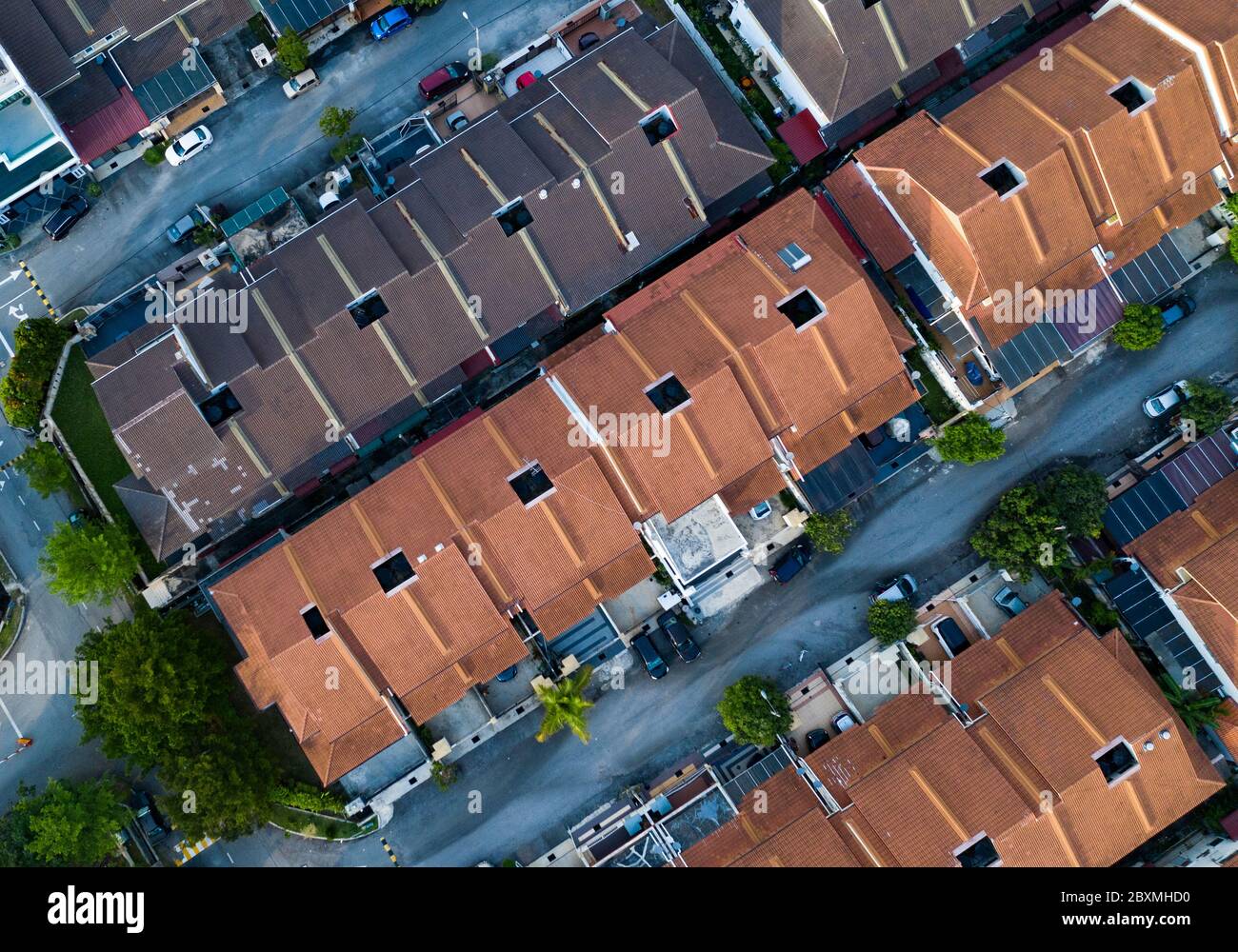 Aerial view of a residential housing estate in suburban Kuala Lumpur