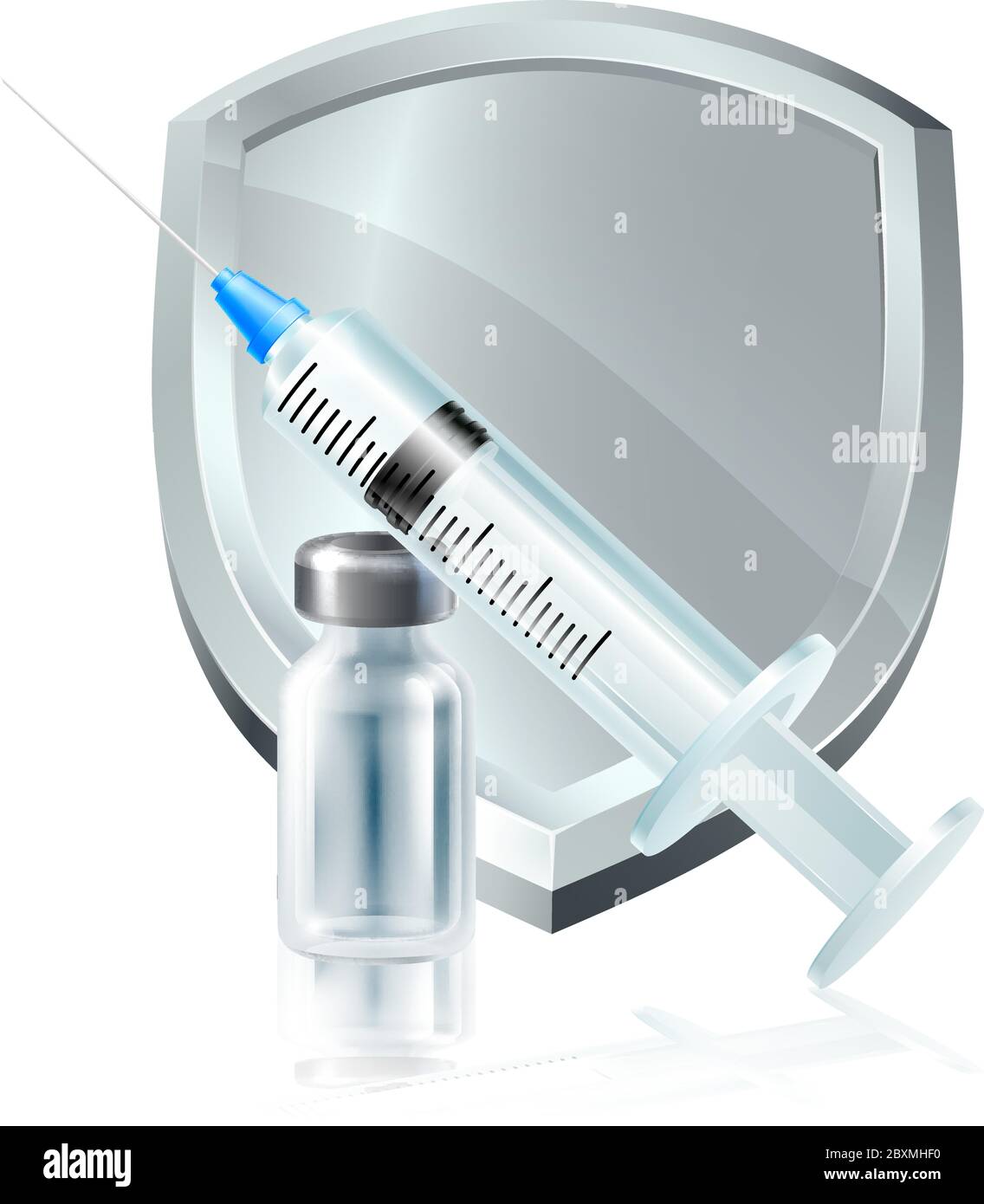 Immunization Vaccination Syringe Injection Shield Stock Vector