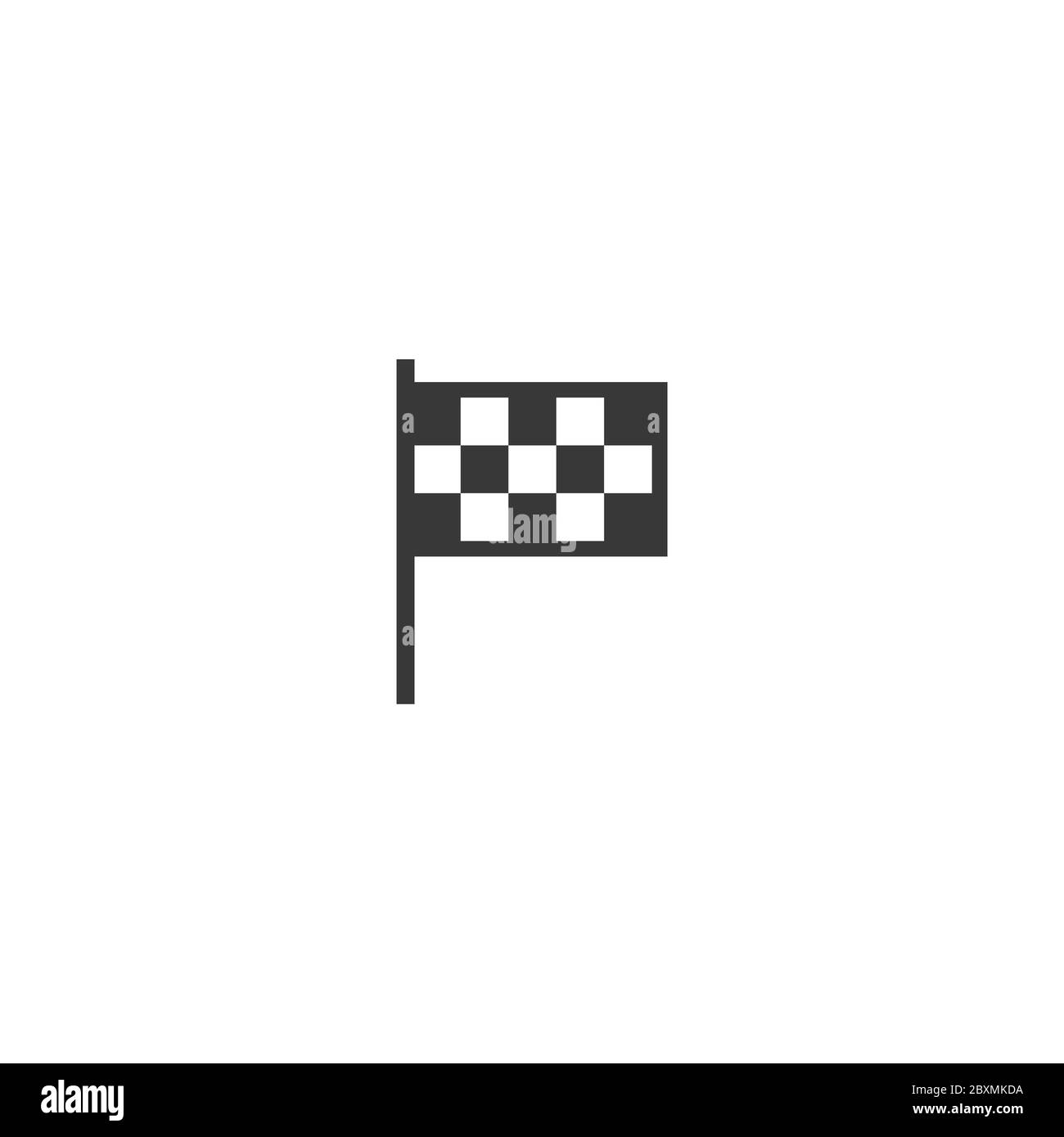 race finish checkered flag. Isolated on white background. Black flat vector illustration. Sport concept. Goal achievement sign. Stock Vector