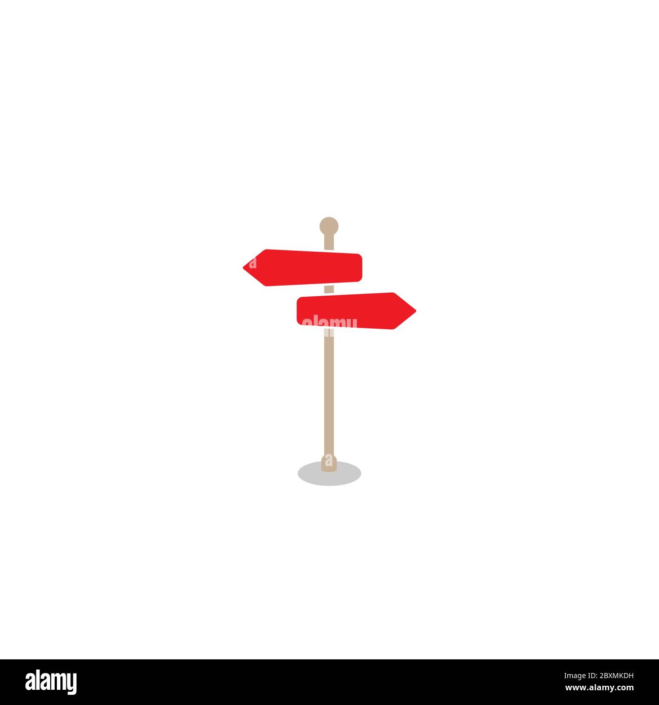 Red arrow signpost, pole pointer. Street or road sign isolated on white background. Vector flat illustration isolated on white Stock Vector