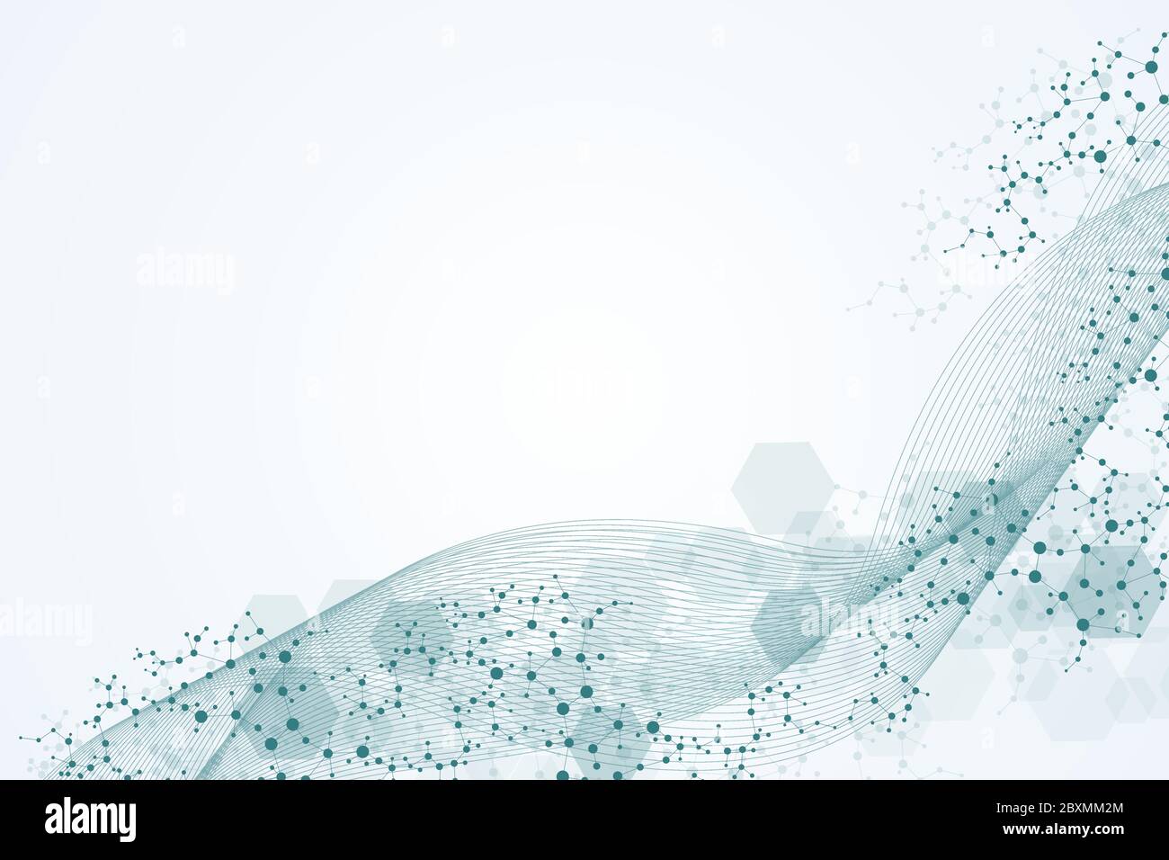 Science network pattern, connecting lines and dots. Technology hexagons structure or molecular connect elements. Stock Vector
